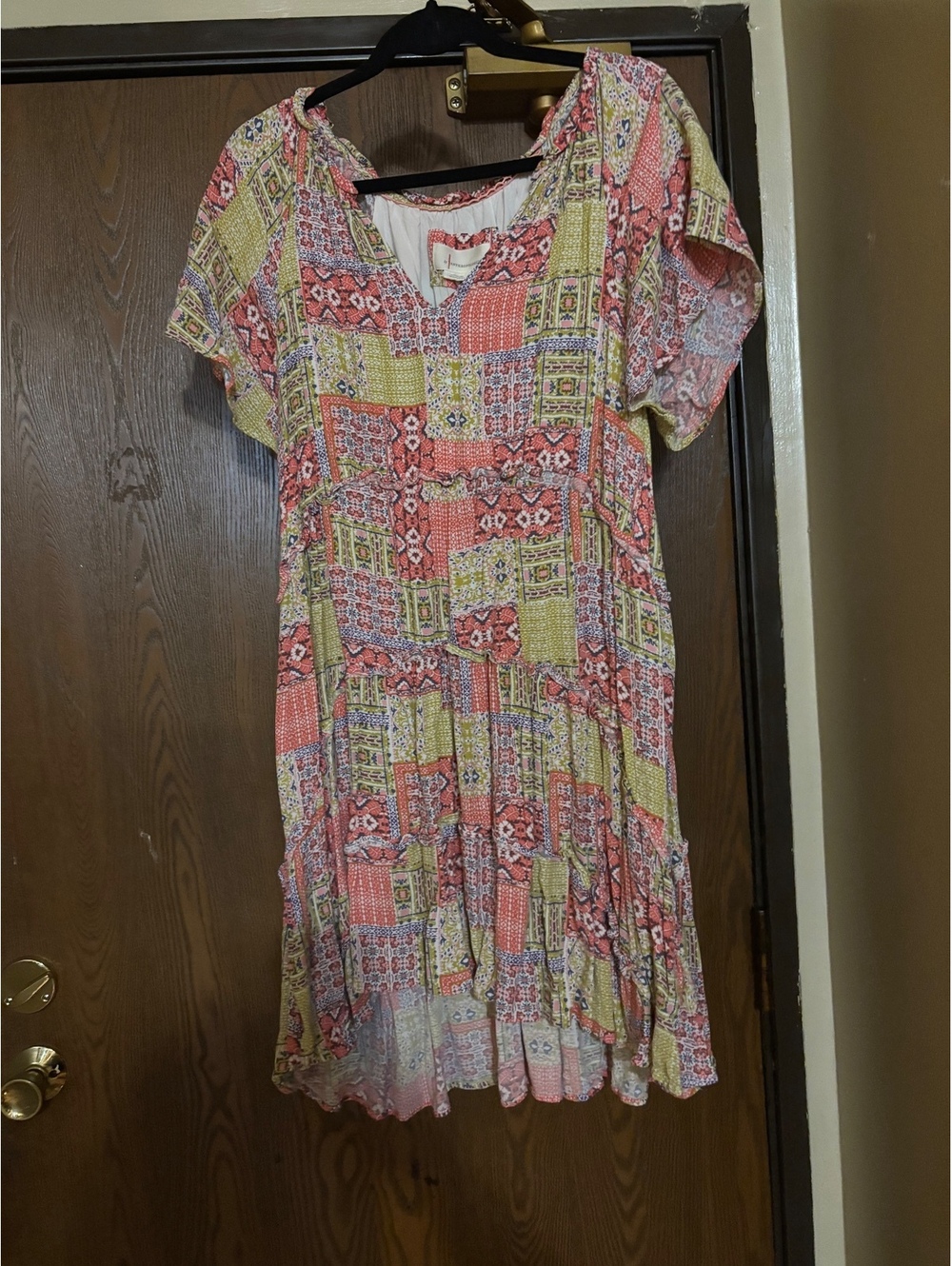 Anthropologie Robin Tiered Patchwork Mini Dress- Size Large
